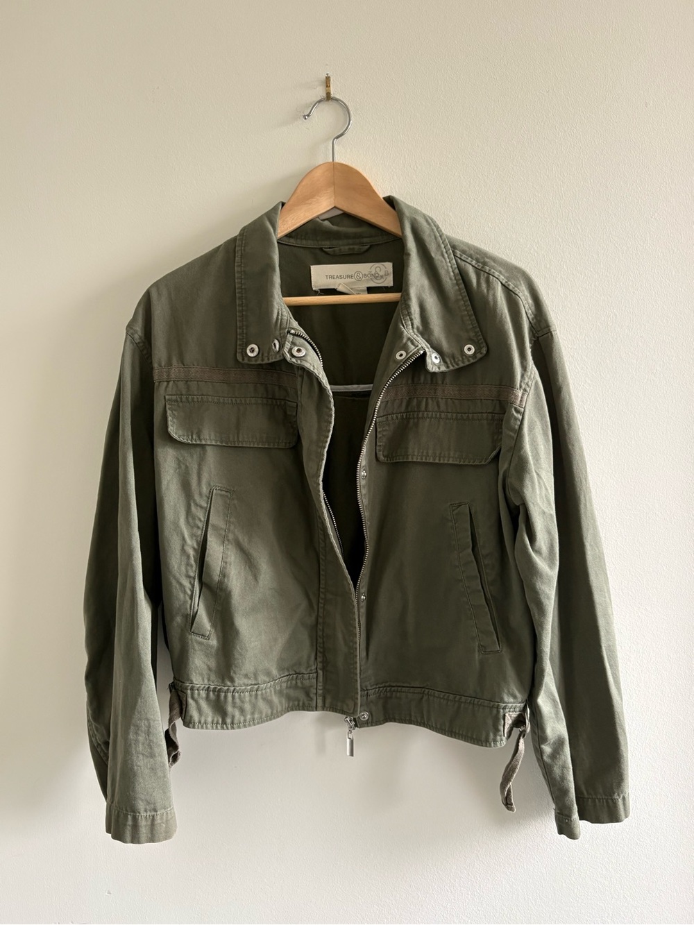 Treasure & Bond Cropped Olive Utility Jacket sz Small